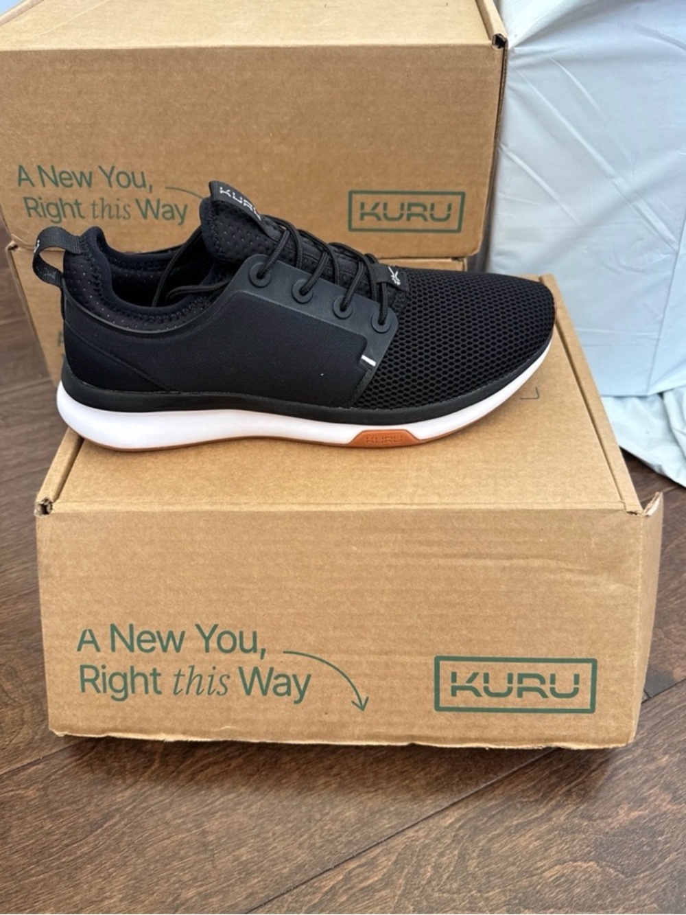 KURU Women’s Black Athletic Sneaker with White Midsole